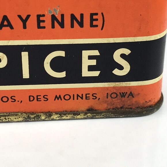 Tones Spice Tin Red Cayenne Pepper Tone Bros Des Moines VTG Advertising - Picture 5 of 10